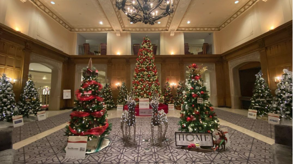 christmas trees in a hotel