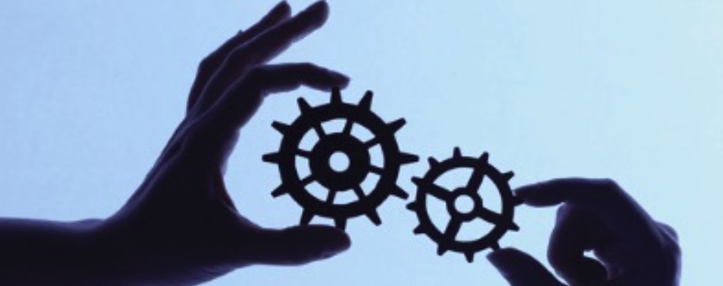 Hands holding gears