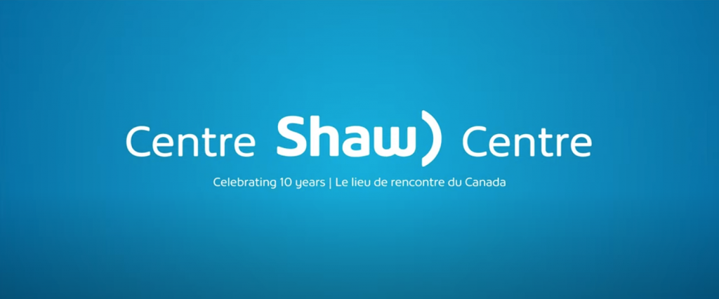 shaw centre logo with 10 years recognition beneath