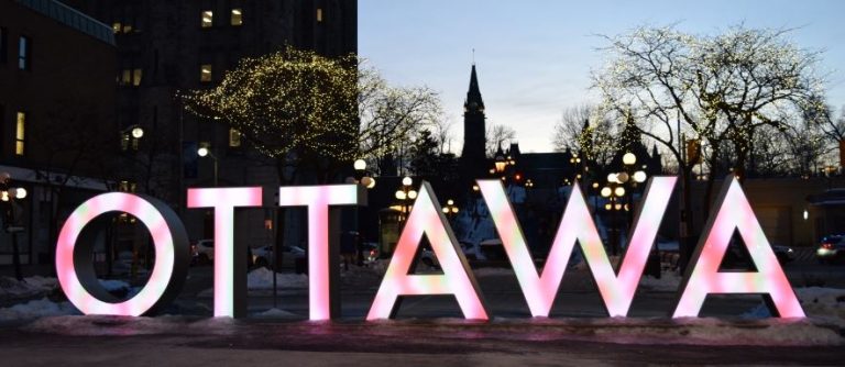 light up sign of the word ottawa