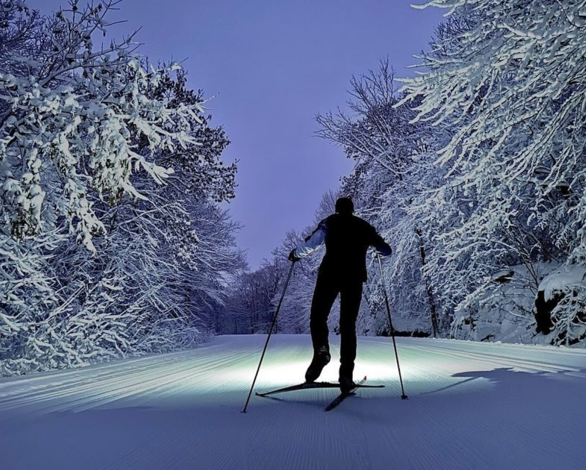Man night skiing at Gatineau Park